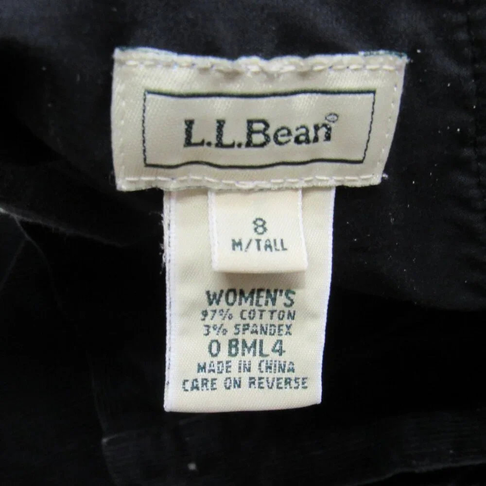 Vintage L.L.Bean Women's Black Corduroy Chino Everyday Pleated Trousers Pants - Picture 4 of 8
